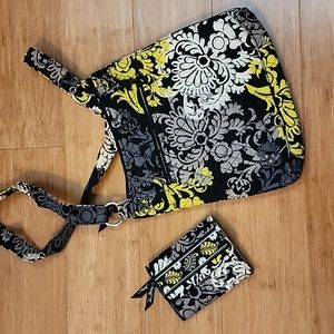 Vera bradley Lime green gray and black purse and wallet set